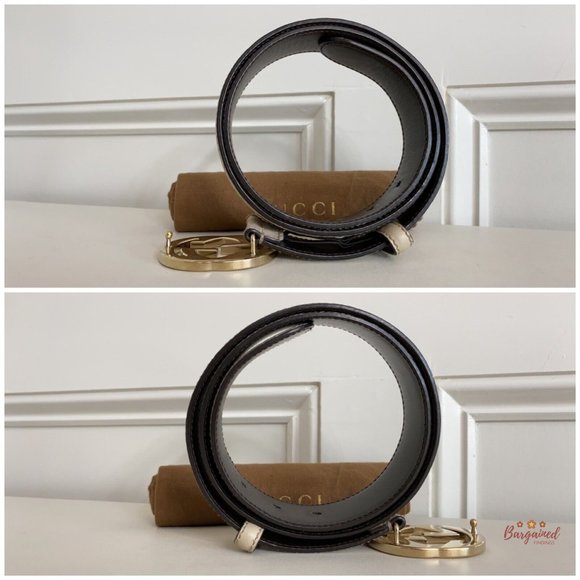 Authentic Gucci Cream Guccissima Leather Gold Interlocking G Buckle Belt 90/36 - Picture 9 of 13